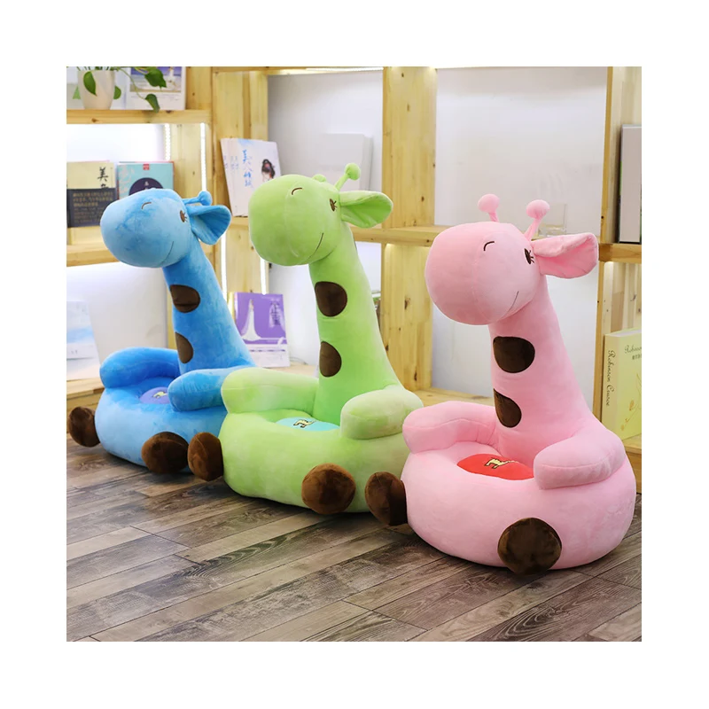 Promotional giraffe sofa plush animal shaped sofa chair cute cartoon stuffed soft toy kids gift animal sofa chair
