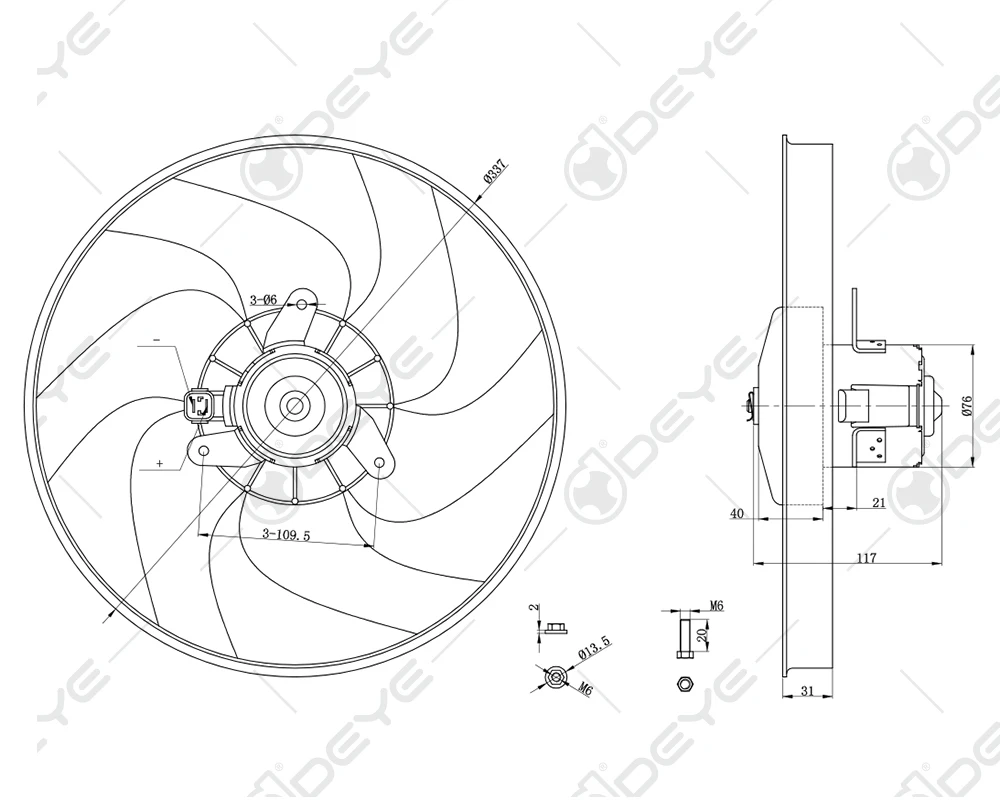 
1250.E9 1250.F9 1253.88 1250.76 radiator cooling fan supplier for PEUGEOT 306 406 PARTNER CITROEN BERLINGO 