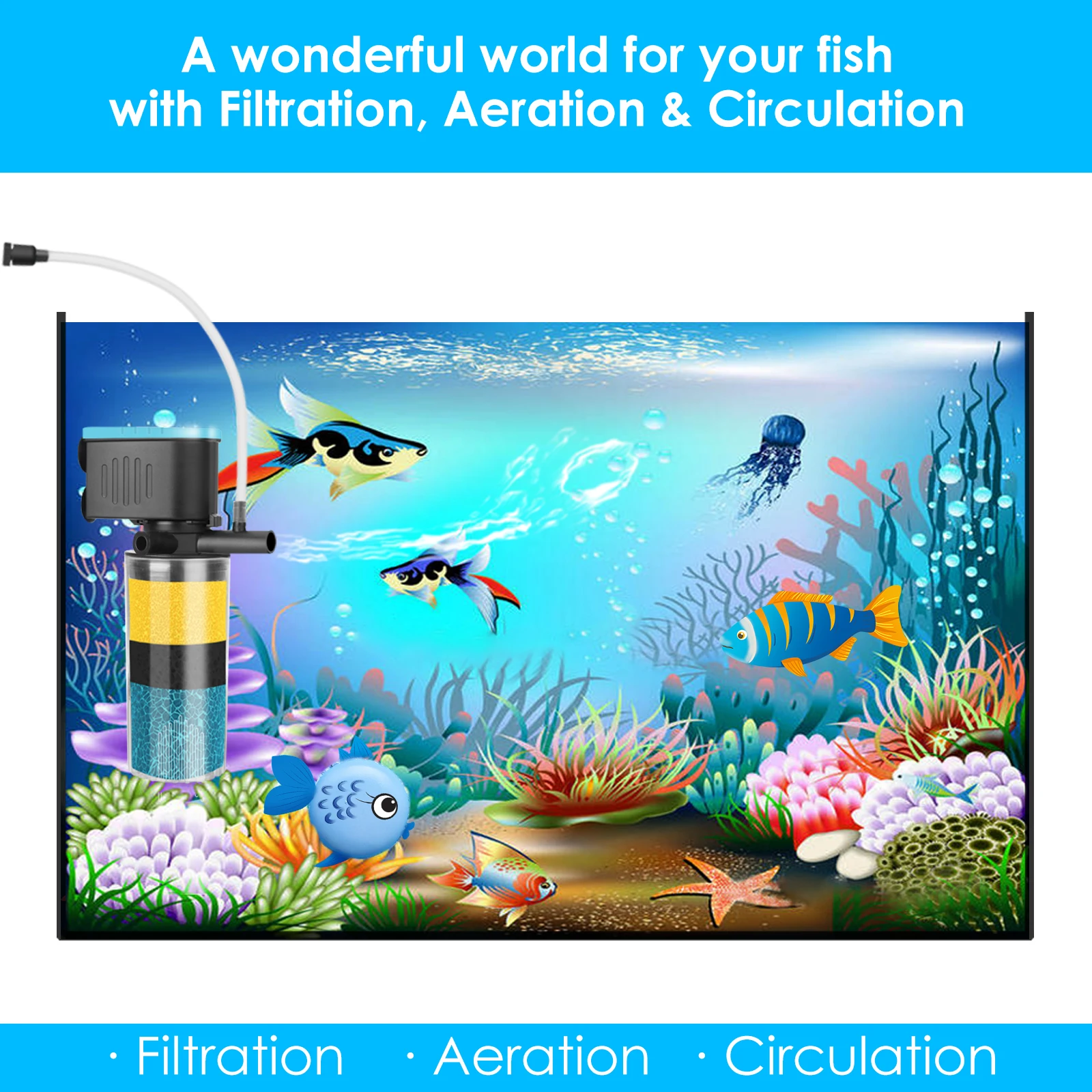 Aquarium Filter Roll Premium Bio Media With Hot Sale Hob with Dual Water Outlet & Aeration