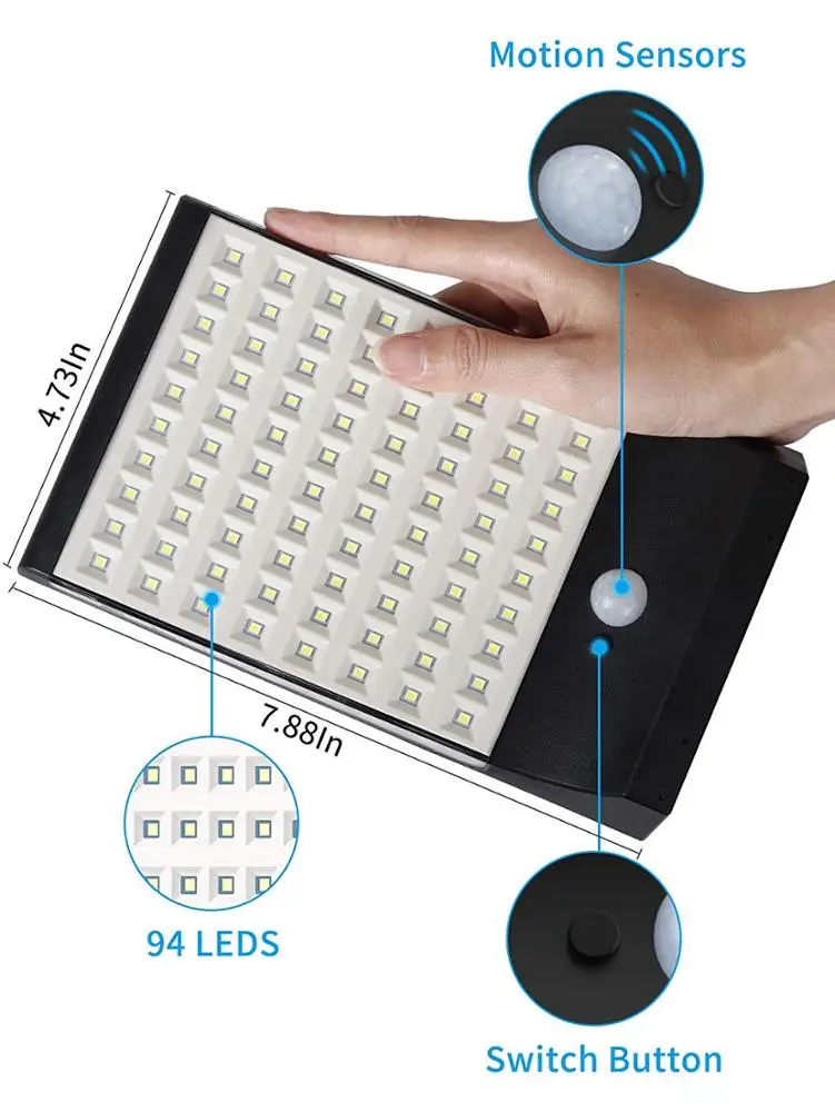 Outdoor Garden Waterproof IP65  Solar Power LED Light Wall Mount Lamp With Motion Sensor