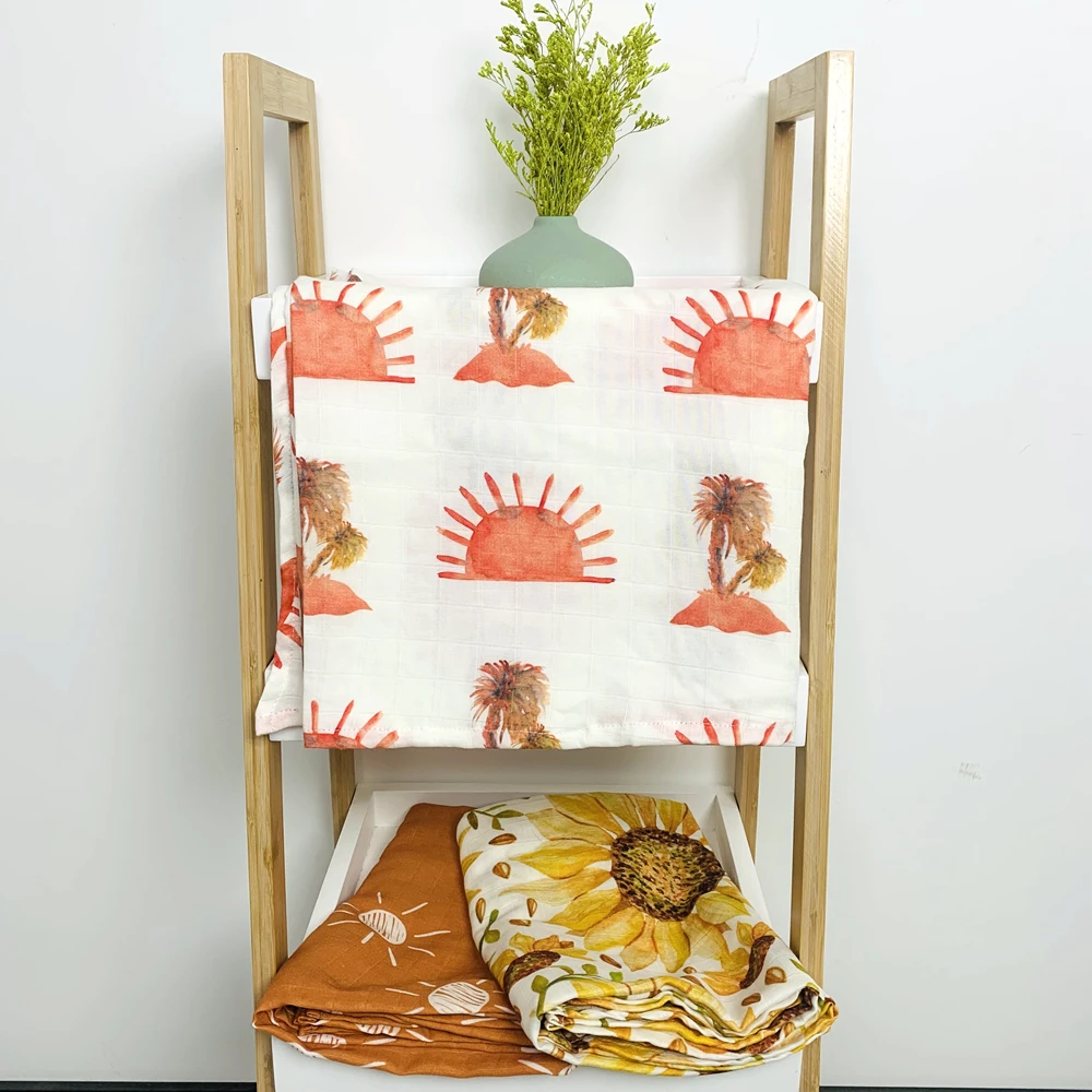 Modern Organic Cotton Neutral Bamboo Baby Muslin Swaddle Blanket