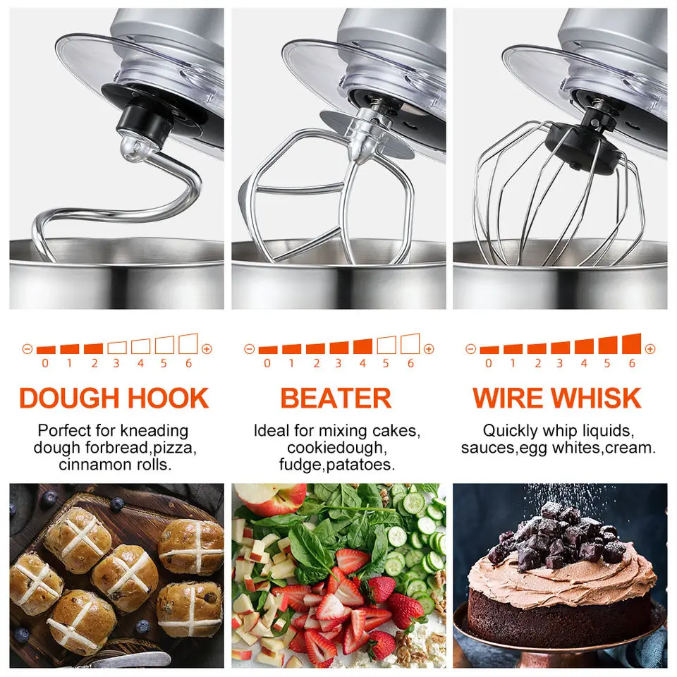 LH-208 5L/6L Pink Color 3 in 1 Dough Stand mixer With Kitchen Robot Manufacturer Home Kitchen  Stand Mixer