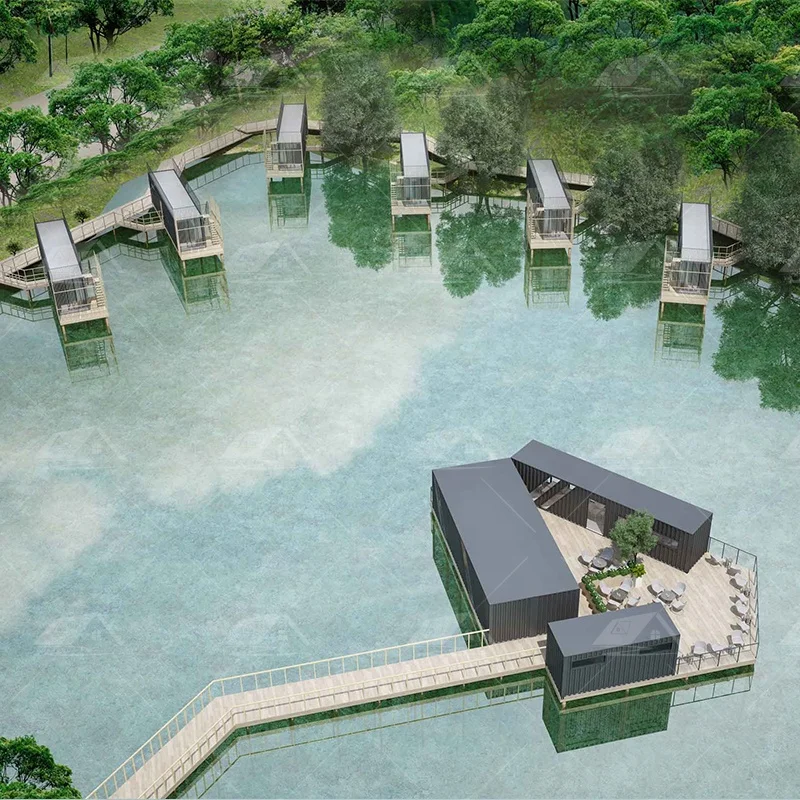 Роскошный бытовой контейнер для отправки отеля, японское сборное плавающее домашнее водное бунгало