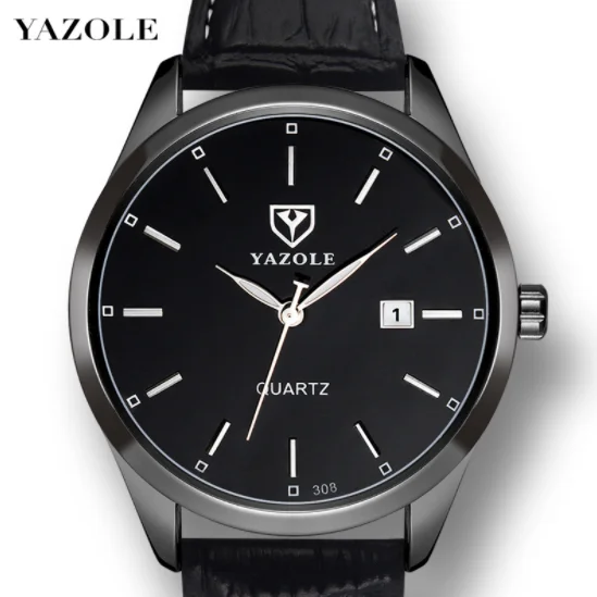 YAZOLE M 308 Men High Quality top grade Watches for business Men Leather Band Wrist Man Watch with date and Luminous
