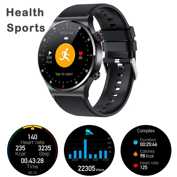 QW33 Smartwatches with NFC 1.28 inch IPS Round Screen BT Calling Health Monitoring Smart Watch for Men Women