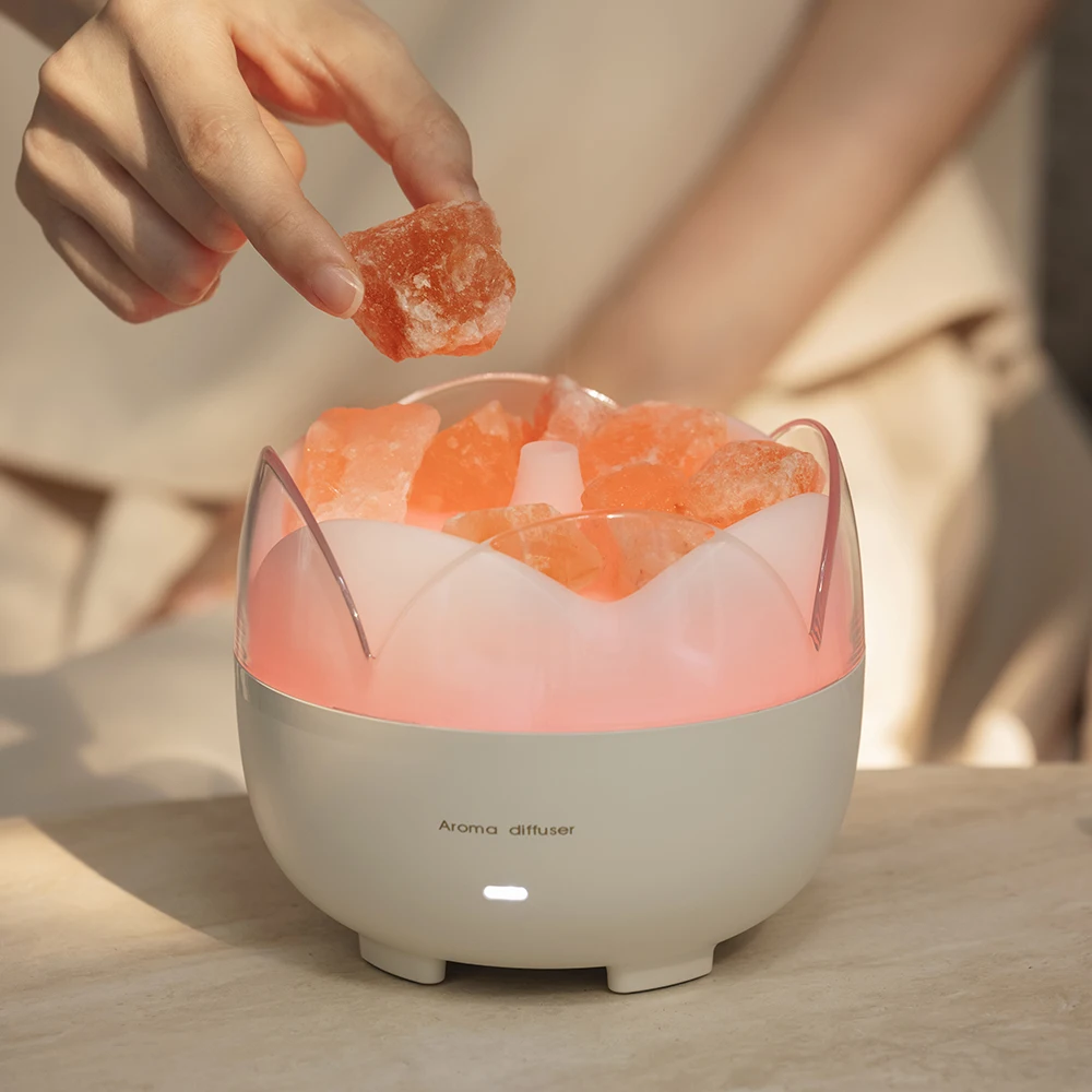 New salt stone aromatherapy machine home miini automatic fragrance machine essential oil aromatherapy seven-color lamp