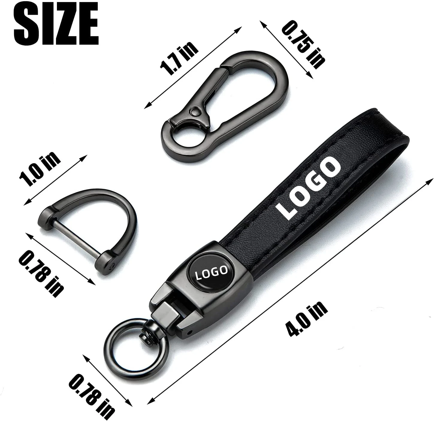 Car Accessory  Leather Car Keychain Replacement with Logo  Car Logo Keychain Key ring for Man and Woman