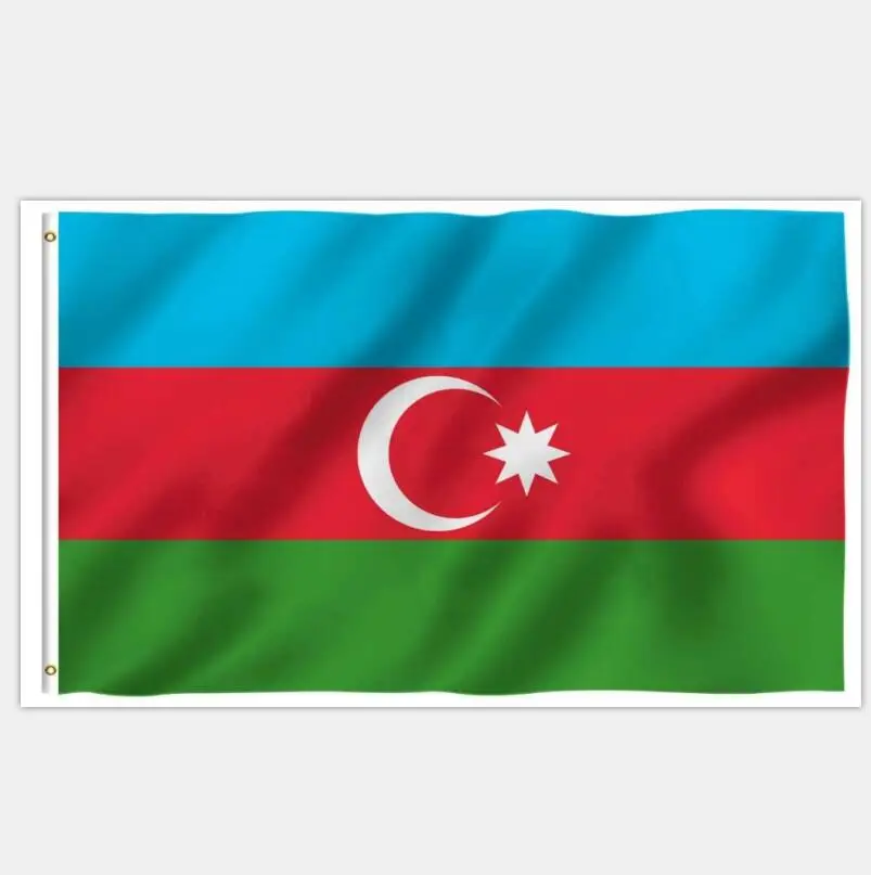 В наличии 100% полиэстер 3*5 футов флаг Азербайджана