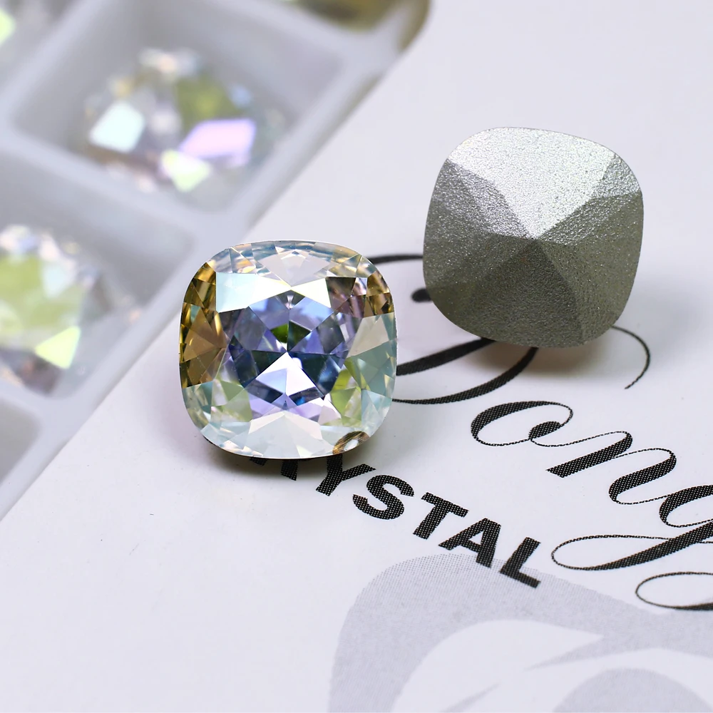 DONGZHOU Crystal Cushion Rhinestone Fancy Stone New Color Point Back Crystal Stones for Jewelry Accessories Garment Nail Art