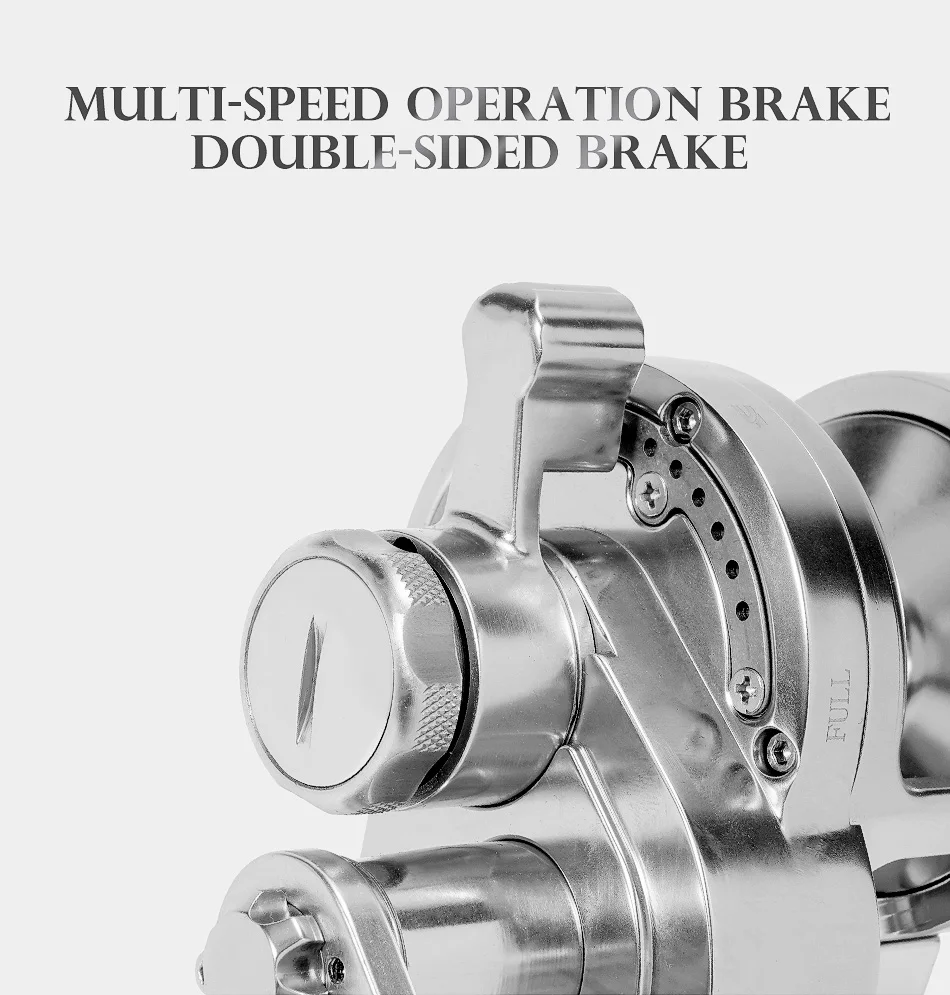 Boat Fishing Conventional Aluminum Alloy Body Large Line Capacity Double Brake 55 LBs Max Drag Trolling Fishing Reel