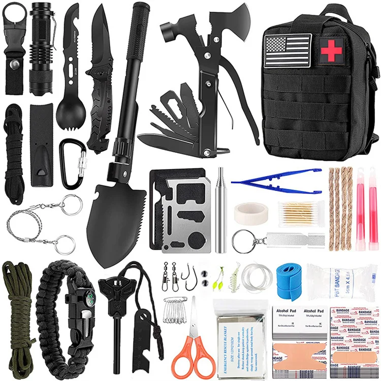 Emergency Tactical First Aid Survival Kit with Axe Professional Survival Gear kit for Camping Outdoor Adventures