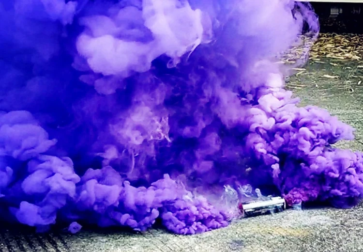 Photograph wire pull yellow blue red pink green purple color smoke fountain 20 sec smoke fireworks for sale
