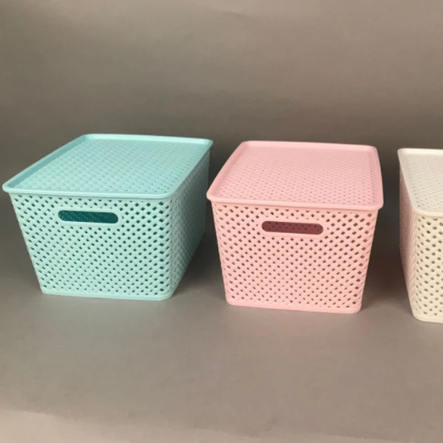 JILEN-полые пластиковые корзины для хранения разных размеров с крышками из натурального бамбука.