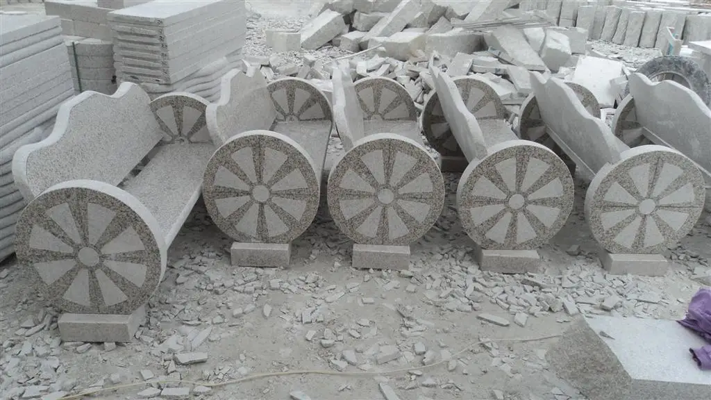 Modern Outdoor Garden Park Granite Stone Seat Wheel Benches With Backrest Design