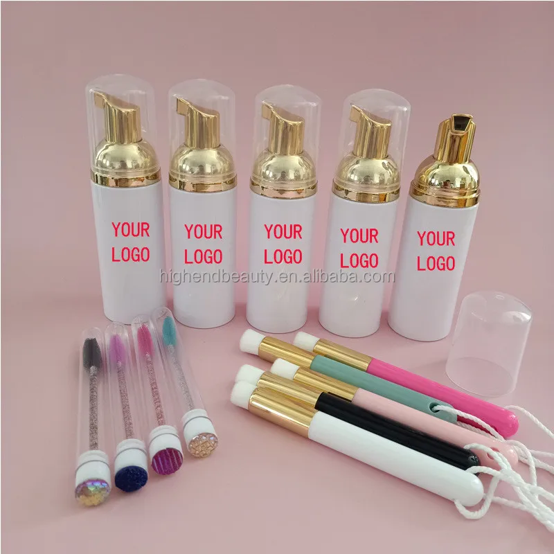 60 ml per bottle own brand lash foam cleanser eyelash extension shampoo with free brush