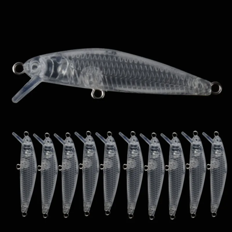 100pcs Unpainted Jerkbait Fishing Lure Blanks 5.6cm 2g Minnow Bait Fishing Clear Blank Hard Plastic Lure