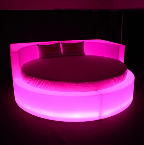 
Hot Sell Hotel LED Round Bed/ Luxury Hotel Furniture PE plastic King Size Bed  (1600191832773)