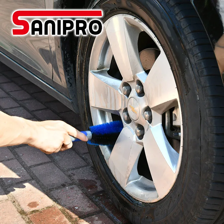 Sanipro OEM Small Custom Portable Car Wheel Tyre Cleaning Wash Tools Car Brushes Car Wheel Cleaning Brush