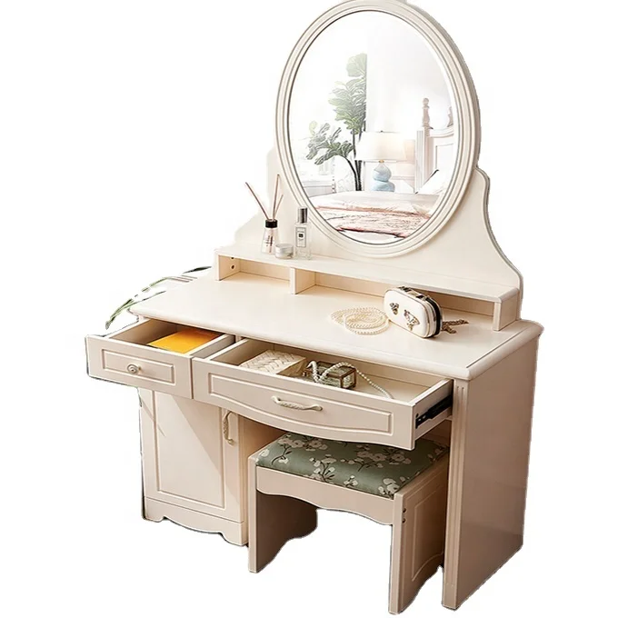 Best quality dressing table with light and mirror multi-functional makeup table bedside cabinet