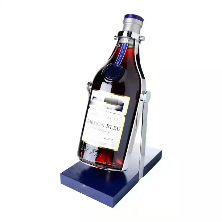 XO VSOP whiskey bottle swing pour cradle wood metal display rack stand for tequila irish whisky vodka champagne brandy Cognac