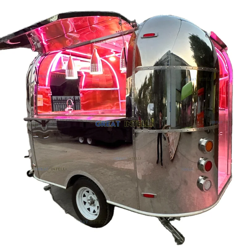 Мини-прицеп для кофе из нержавеющей стали airstream foodtruck трейлер салата концессионный прицеп передвижная тележка еды на колесах