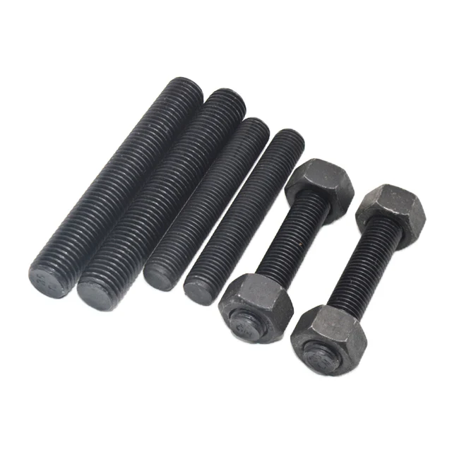 Made in China Steel black oxide HDG grade 12.9 stud bolt astm a193 b7m with 2hm nut thread rod