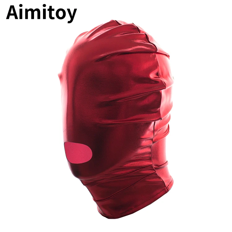 
Aimitoy Fetish Sexy Male Bondage Leather Head Hood Harness with Ball Gag Cheap Sex Toys 