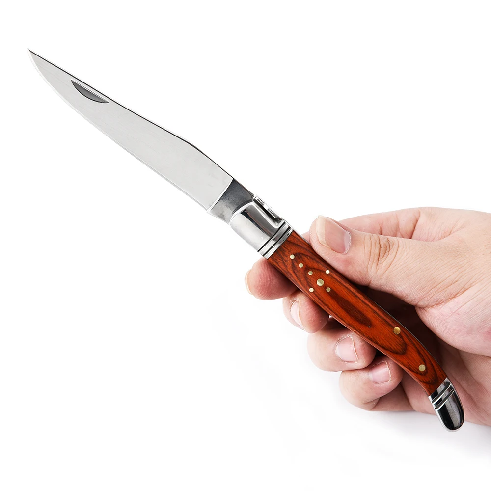 OEM/ODM custom wood handle stainless steel blades edc hunting pocket folding knife knifes outdoor survival knives couteau pliant