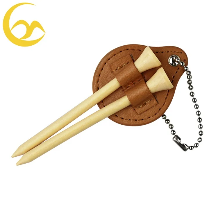 Factory Direct Leather Golf Tee Holder with Ball Markers And Tee Holder Golf Custom Logo Hook To Golf Bag Tag