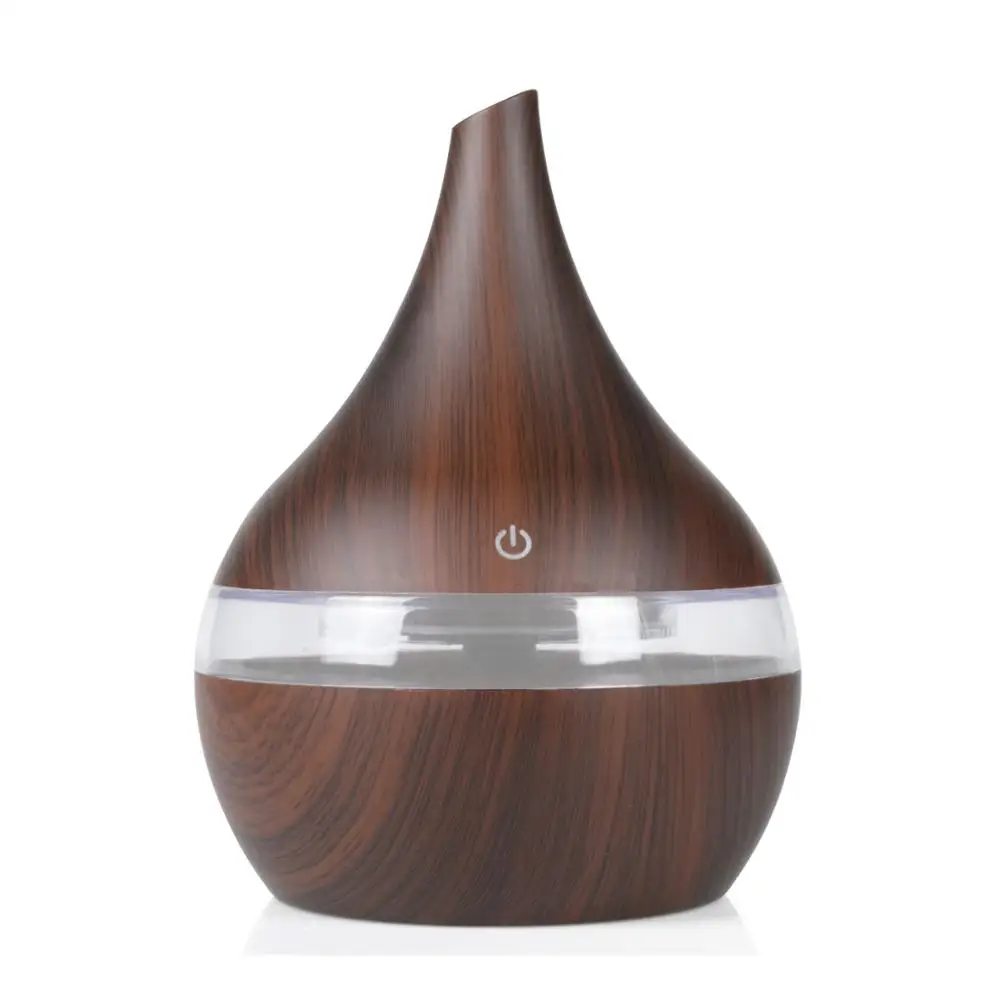 Best Seller 300m Mini Wood Grain Aroma Diffuser  with 7 LED colors usb Humidifier for travel / home / office
