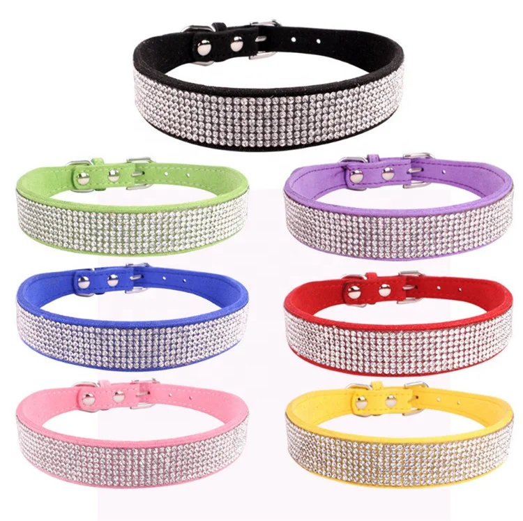 New Multi Color Pet Soft Microfiber Hot Drilling Traction Rope Dog Collar