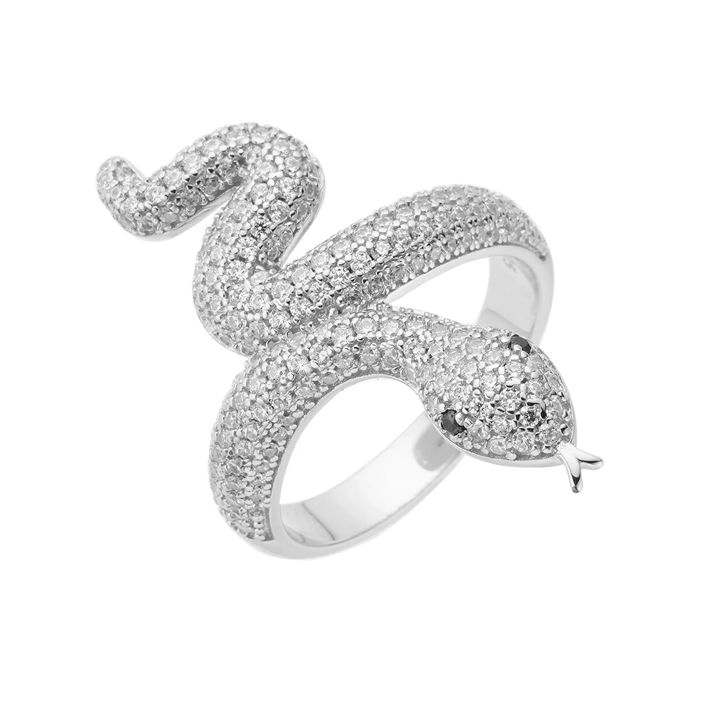 Wholesale Fashion Jewelry Simple Design Micro Pave Cz High Quality Mans Snake Rings For Men