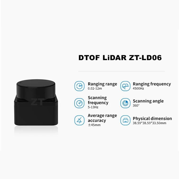 12m DTOF  LD06 Scanning  Scanner radar Sensor Robot Sensor  Mapping 360 Degree Lidar Sensor