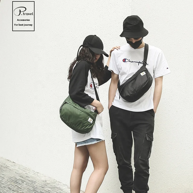 Fashion Lightweight Pocket Sling Green Waist Pack Bags for Travel waist bag custom logo Nylon shoulder Bag