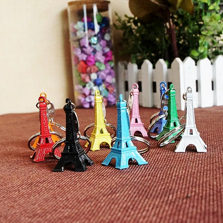Wholesale Hot Sale Paris Souvenir Alloy 5cm Eiffel Tower Keychain Color Eiffel Tower Model Metal Keychain