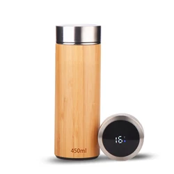 Personalized Bamboo Coffee Tea Tumbler Mug With Tea Strainer Infuser Customizable Wood Bamboo Tumbler 18Oz With Bambu Cap Lid