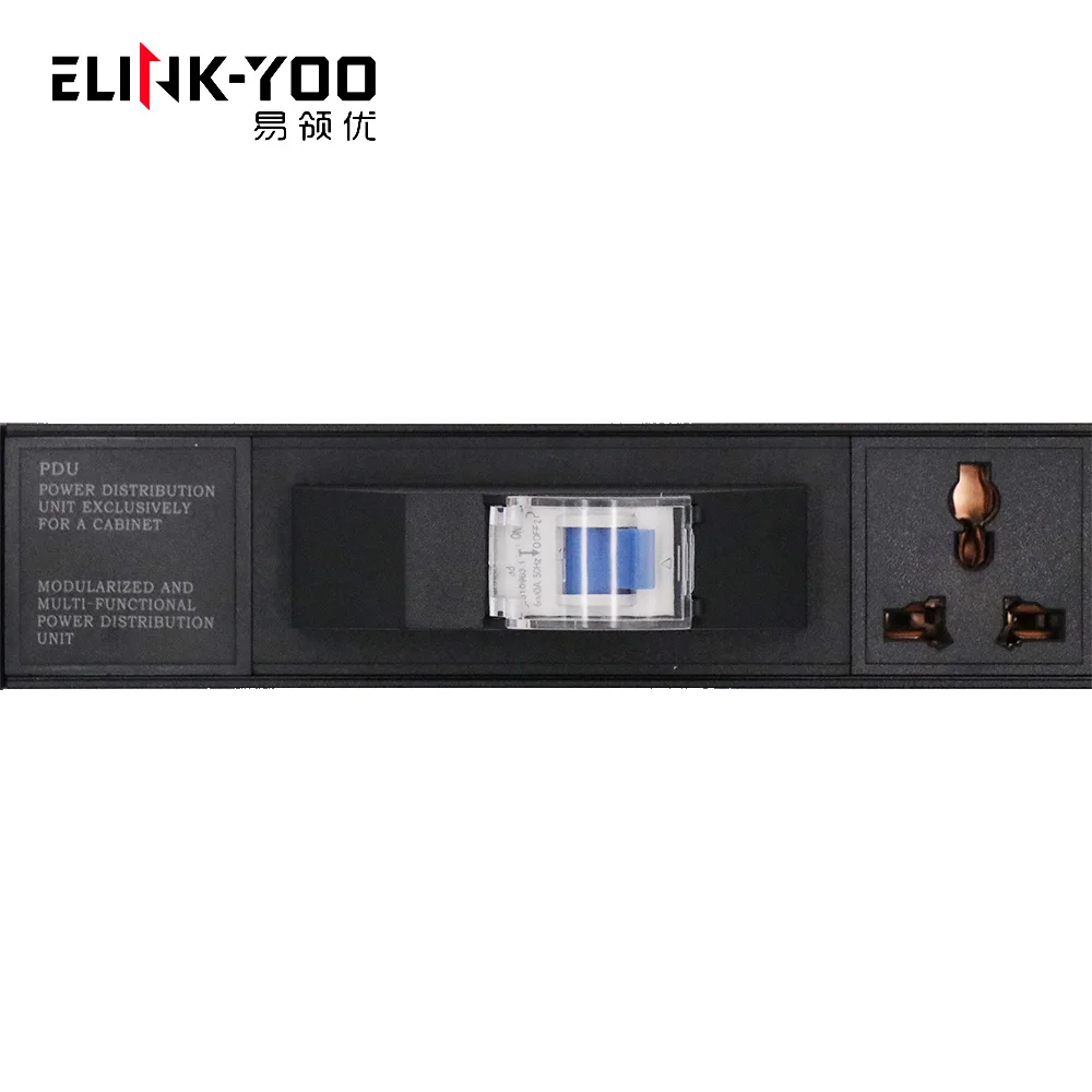 Specialty universal 10A PDU 1U 19 inch 7 socket with 1P circuit breaker for cabinet power distribution unit