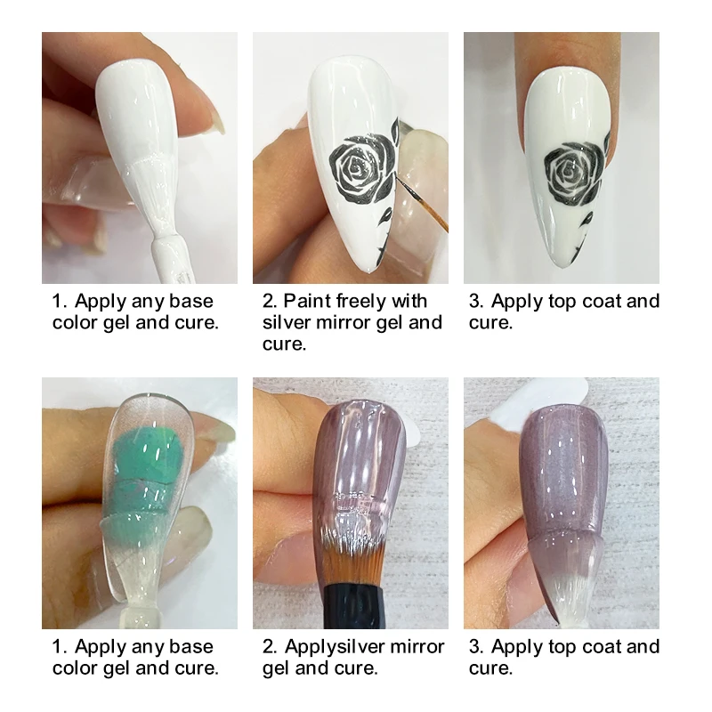 Custom Logo High Density Mirror Effect Nail Polish Gel Nail Polish Nail Art Silver Gel Polish