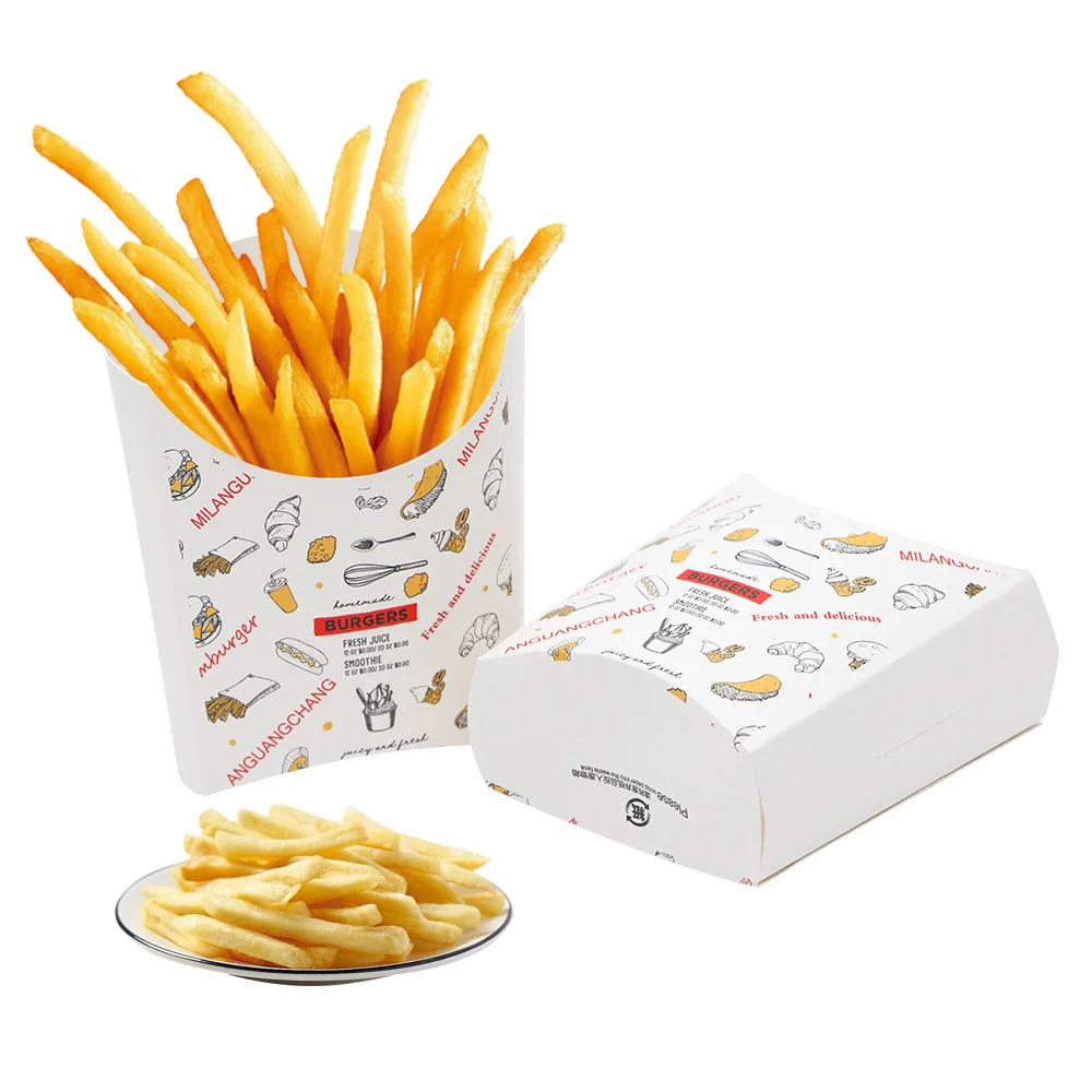 Disposable Custom Printed Paper French Fires Take Out Box Fast Food Chips Takeaway Packaging