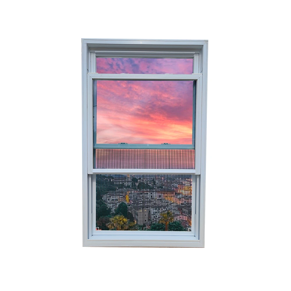 Chinese manufacturer customized american style vinyl upvc profile double hung windows with competitive price