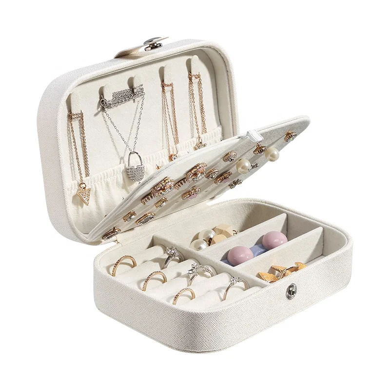  Wholesale Custom Logo PU Leather Jewelry Box Organizer joyero Small Travel Velvet Earring Ring Necklace Jewellery Packaging