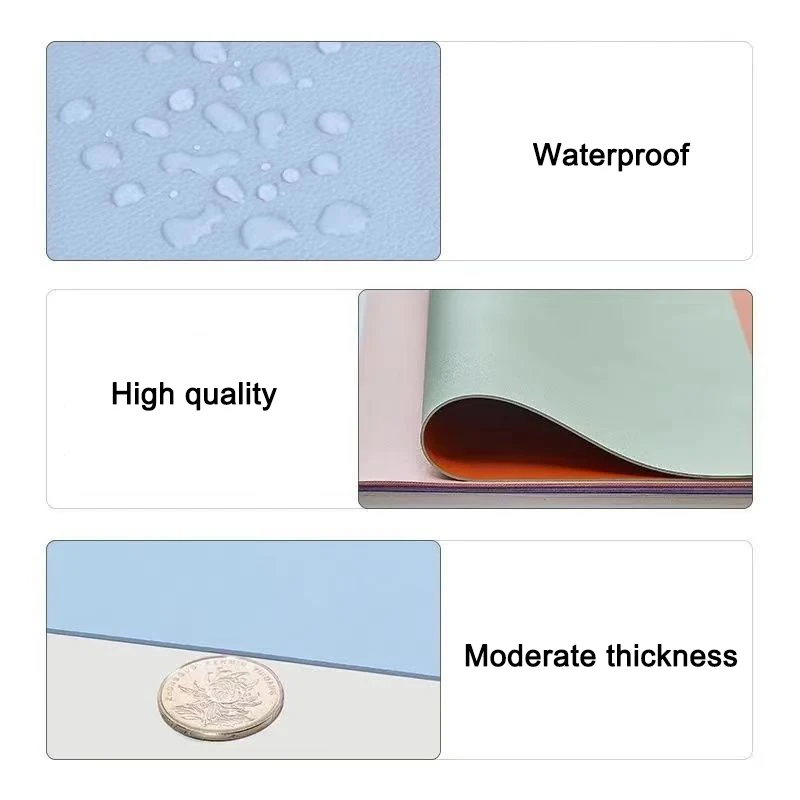 Custom Dual-Sided Multifunctional Desk Pad Waterproof Desk Blotter Protector Leather Large Desk Writing Mat Mouse Pad