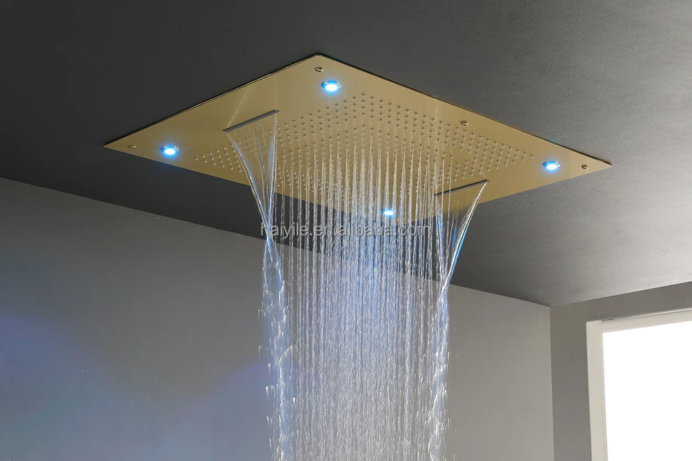 31.5 * 23.5 inch  Ceiling Mounted LED Big Head Shower  Bathtub Mixer Shower System Thermostatic Concealed Bathroom Shower Set