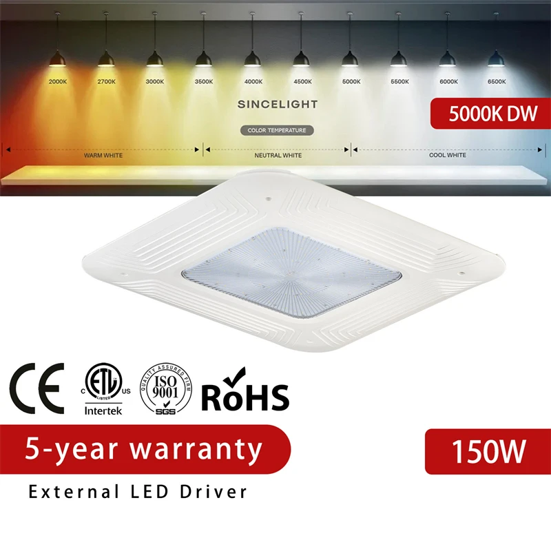 US STOCK ETL Gas Station Led Canopy Lamp 100-277V/480V 150 Power 3 CCT Petrol Station Led Canopy Light