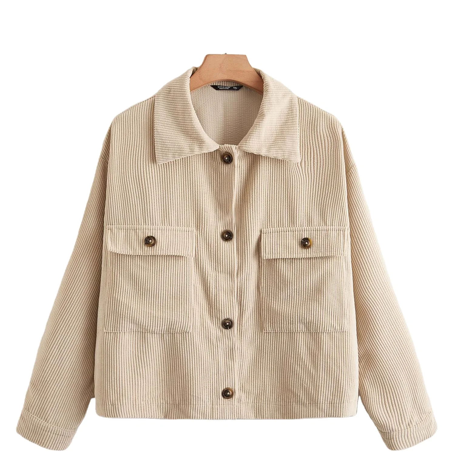  CUVWON Brand Custom Plus Size Corduroy Turn-down Collar Long Coats For Women