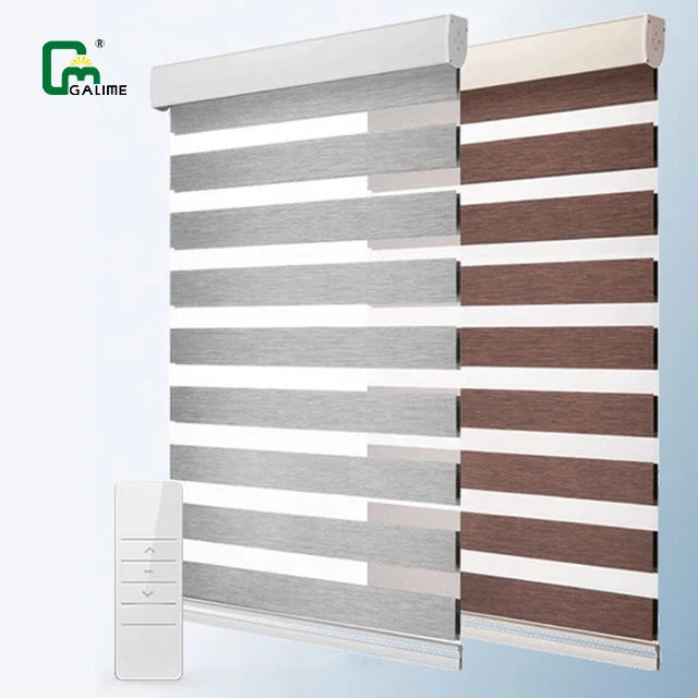 Galime tuya smart wifi zigbee electric roller blind motorized double layers zebra window blinds motorized blinds