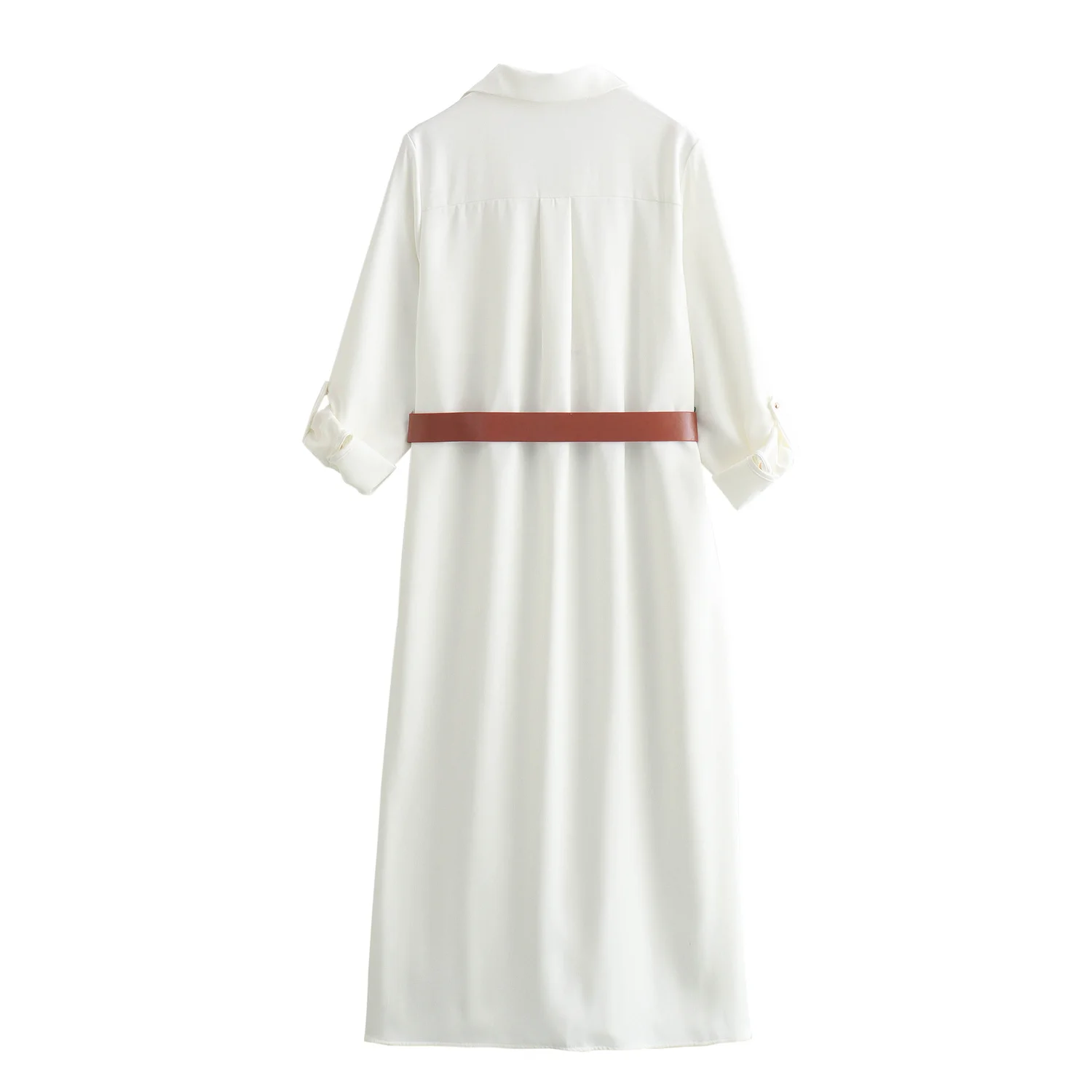 PB&ZA Women 2024 Autumn New Chic Fashion Shirt Style With Belt Dress Vintage Long Sleeve Female Dresses Vestidos Mujer