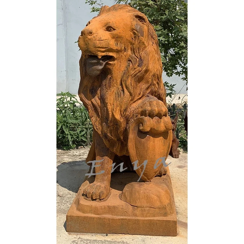 Cast Iron Big Paired Garden Large Outdoor Lion Animal Statues Life Size