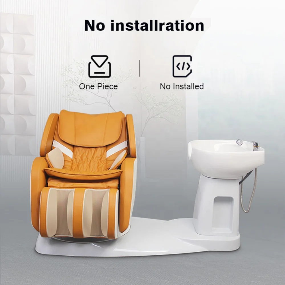 Professional Modern Luxury Beauty Hair Salon Furniture Backwash Bed Electric Full Body Shiatsu Massage Shampoo Chair with Bowl