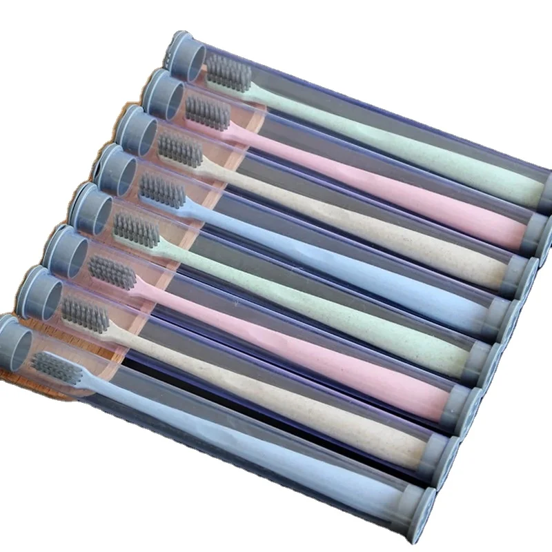 Wheat straw prepared long carbon brush silk wheat straw brush rod toothbrush